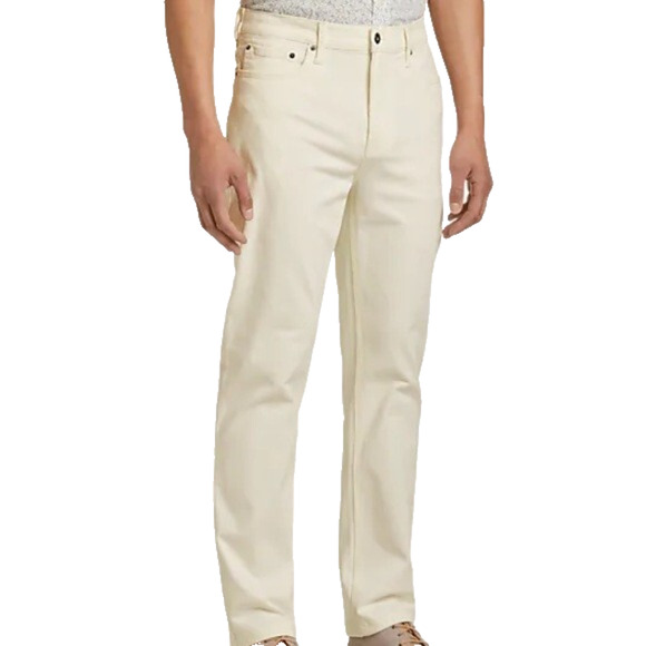 Joseph Abboud Jeans Mens 40x30 Cream Ivory Athletic Fit‎ Denim Straight Neutral - Picture 1 of 16